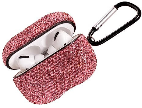 Sparkly Diamond AirPods Pro 1&2 Generation Hülle mit Schlüsselanhänger, stoßfeste Schutzhülle Premium Bling Strass Cover Skin für AirPods Ladehülle (Pink)
