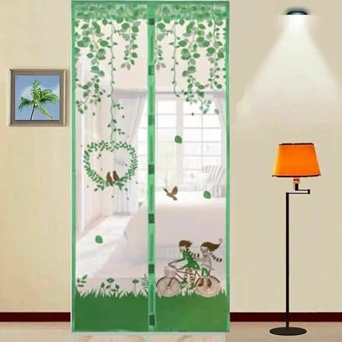 Zanzariera magnetica per porta, zanzariera, zanzariera, zanzariera, zanzariera (verde bicicletta)