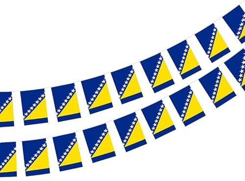 Pandiui23 Bosnien und Herzegowina Flagge, 40 Stück, 11,4 m, 14 x 21 cm, Blau, Patriotisch, Feste und Partys, Dekorationsartikel