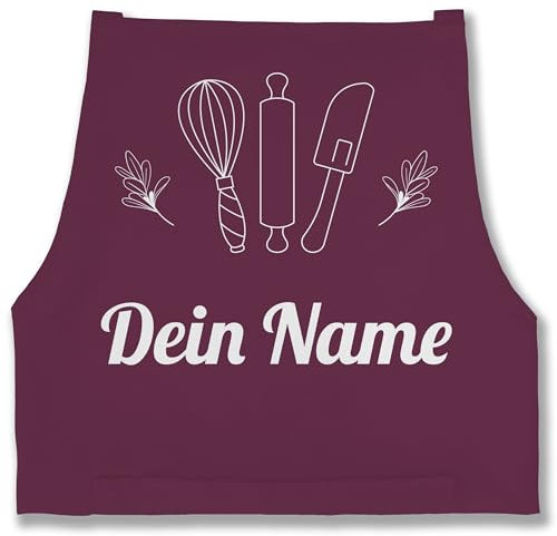 Schürze - Backschürze - Dein Name I Geschenkidee Backen personalisiert I Hobbybäckerin I Weihnachten I Muttertag I Geburtstag I Hobbybäcker - 85x69 - Aubergine - geschenke für