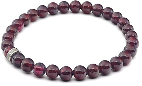 LAVISA Edelstein Armband - Echte Naturstein Perlen | Kristalle, Heilsteine | Onesize Unisex (Granat 6mm)