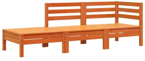 vidaXL Gartensofa 3-Sitzer, Outdoor Sofa mit Latten-Design, Gartencouch Modular, Gartenmöbel Gartengarnitur Sitzgruppe, Wachsbraun Massivholz Kiefer