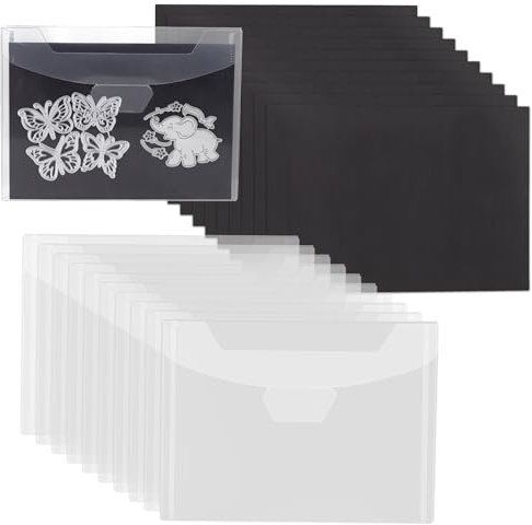 20 Stück Stempeltaschen & Gummi-Magnetfolien, Stanzformen Aufbewahrungsbeutel und Magnetblätter Set, 10 Pcs Transparent Aufbewahrungstasche für Stempel Stanzformen mit 10 Pcs Gummi-Magnetbögen