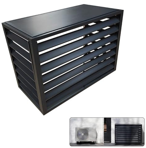 MZQMK Mobile Copri Condizionatore, Copri Condizionatore da Esterno, Copertura per Pompa di Calore, Copri Condizionatore da Esterno in Alluminio(Color:Gray 4 Side,Size:3p)