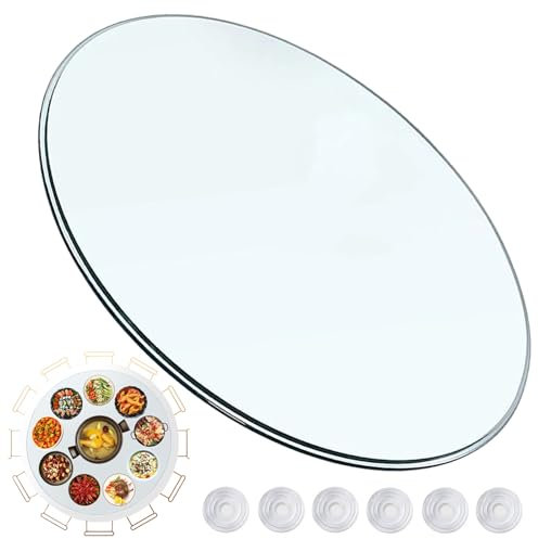 Tablero De Vidrio Redondo Transparente Ø35-100cm, Superficie Redonda De Mesa De Cristal Fácil De Limpiar, Resistente A Altas Temperaturas, Cristal Para Mesa Para Mesa De Comedor Placa Inferior(350mm)