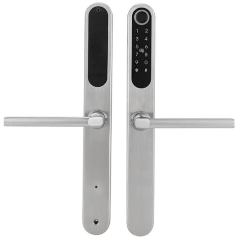 Fingerabdruck-Türschloss, Intelligentes Türschloss mit Griff, Digitales Türschloss，45-60mm Intelligentes Diebstahlsicherung Schloss für Häuser, Wohnungen，Silber
