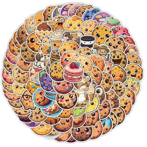 100Stück Kekse Aufkleber für Fahrrad,Gepäck,Stoßstange,Motorrad,Skateboard,Kühlschrank, Laptop,niedliche Cookies Wasserdicht Sticker,Erwachsene Mädchen Geschenk,Cartoon Food Vinyl Graffiti Sticker