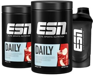 ESN Daily, Apple Cranberry, 2 x 480 g + Gratis Shaker, mit Glutamin, Creatin, Collagen & L-Leucin - made in Germany