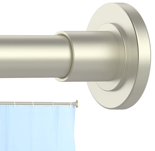 CorkLatta Duschvorhangstange aus gebürstetem Nickel, 78 bis 172 cm, 2,5 cm Durchmesser, verstellbare Federspannung, Edelstahl-Teleskopstange, einfache Installation, kein Rost