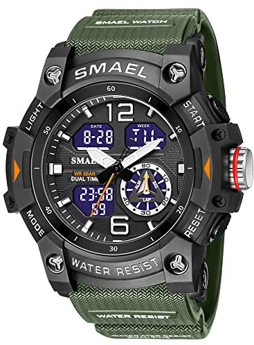 Reloj deportivo militar S-Shock de cara grande para hombre, resistente al agua, retroiluminación, alarma, cronómetro, reloj de pulsera resistente para entrenamiento, senderismo y aventura