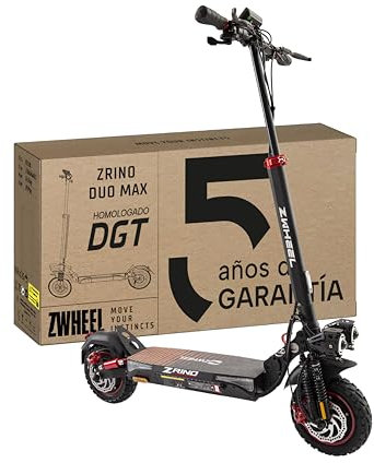 ZWHEEL ZRINO Duo MAX | Patinete Eléctrico Adultos Homologado DGT con Doble Motor - 2x500W-1000W MAX, 70km Autonomía, Cuádruple Suspensión Híbrida, Ruedas 10 Offroad, IP54 - Todoterreno