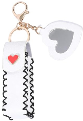 Lip Balm Holder - Keychain Holder, Lipstick Rings | Portable PU Leather Lip Balm Holder, Waterproof Lipstick Holder with Ergonomic Belt Buckle, white, riferimento alla descrizione, Please refer