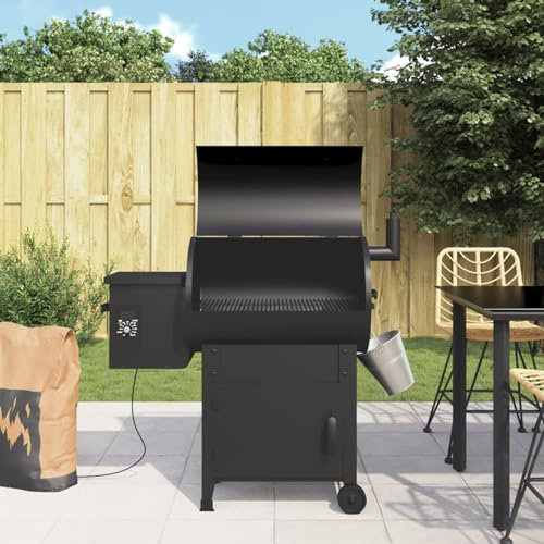 Xichuzi Barbacoa de pellets con Chimenea Hierro Negro 104 cm, Barbacoa Carbon, Ahumador Barbacoa, Parrilla De La Barbacoa, Barbacoa Carbon Y Leña