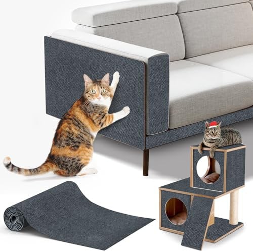200x40cm Selbstklebend Kratzteppich Katze Wand,Kratzmatte Katze – Kratzschutz für Sofa, Wand & Möbel | DIY Kratzbrett aus, Anti-Kratz Teppich, Katzenturm Schutz