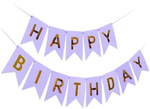 Kiyanest Hellviolettes Geburtstagsbanner – Traumhafte & Wiederverwendbare Party-Girlande für Mädchen, Frauen & Kinder, Perfekt für Feiern im Innen- & Außenbereich