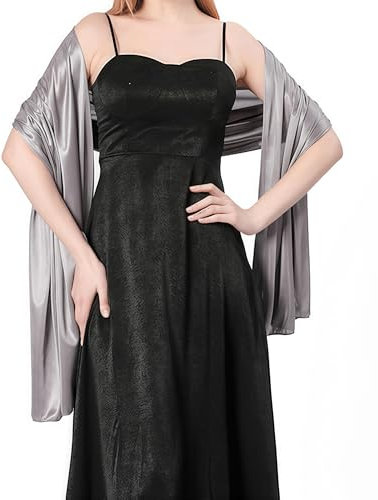 YKDLLF Damen Halstuch Chiffon Sommer Schal Festliche actory Heidi Chiffon Schal Damen Seidenweich und Federleicht Eleganter Halstuch Schal Premium (dunkelgrau)