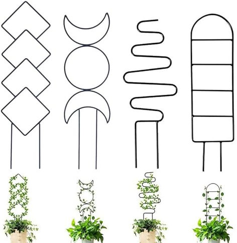 4 Stück Rankhilfe, 40 cm Metall Tomaten Rankhilfe, Einstellbar Gurken Rankhilfe für Tomate, Salatgurken, Spalier, Kletterpflanze, Blume (B)