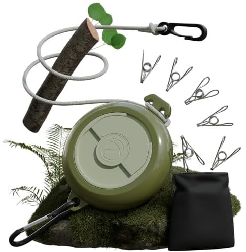 NATURBUMMLER® DryLine+ Corde à linge extensible de 10 m, résistante aux intempéries et peu encombrante, idéale pour l'extérieur, les voyages, le camping-car, le balcon et le jardin, accessoire de