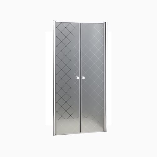 DOCCIASI - Porta Doccia Saloon, Vetro 6 mm con Pattern a Rombi, Rettangolare, Cromo Lucido, 97x100x190