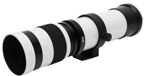 Bewinner 420 a 800 Mm F8.3 a F16 Celotdio Zoom Manuale, Lente Teleobiettivo Teletomano per la Fotocamera RF a Montaggio RF, Tutta la Costruzione in Metallo (WHITE)