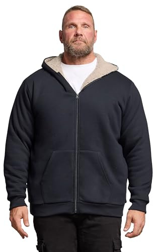 BadRhino Big & Tall Navy Borg Lined Zip Through Hoodie - Men's - Plus Size Curve