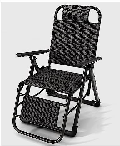 Klappbarer Outdoor-Loungesessel mit Armlehne und Kissen, robuster Korb-Ramiere-Liegestuhl für Pool, Terrasse, Strand, Hof, Garten, unterstützt 180 kg