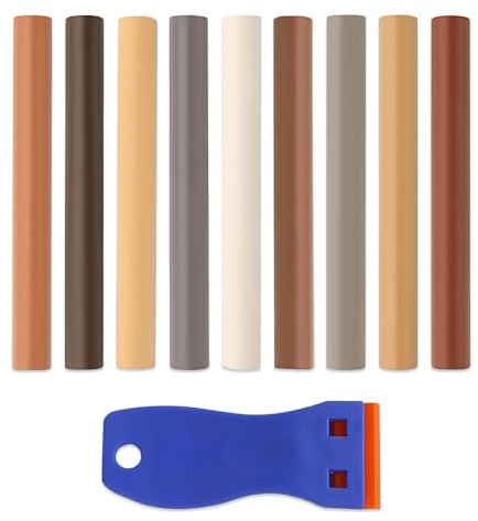 YIPFEN Kit de Réparation pour Parquet et Bois, 9 Pièces, Crayons de Cire, Stylo de Remplissage, Mastic Bois, Cireuse Dure et Résistante, Réparation pour Stratifié, Marbre, PVC et Meubles, Pâte à Bois