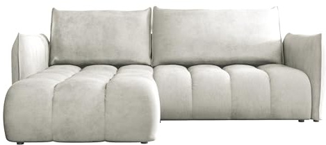Mirjan24 Freistehendes Ecksofa Rozto, 3-Sitzer-Sofa mit Schlaffunktion, L-Form Couch mit Bettkasten, Chenille, Schlafsofa für das Wohnzimmer, Relaxsofa (Lumo 55, Seite: Links)