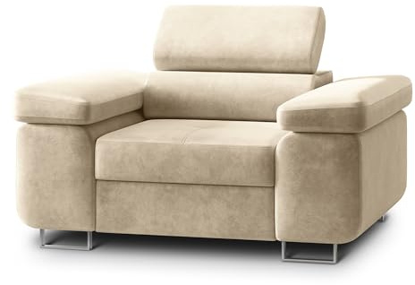 Masseno Ohrensessel Calvo M, Lounge Sessel, mit Armlehnen, Komfort Polsterstuhl für Esszimmer, Wohnzimmer, Bein aus Metall, Monolith 04