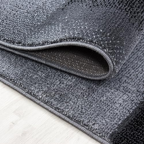 KADIMA DESIGN Teppich Kurzflor Abstrakte Wellen Modern Pflegeleicht Waschbar Strapazierfähig Langlebig Läufer Schwarz 80x300 cm Wohnzimmer Esszimmer Fußbodenheizung geeignet | DRAU
