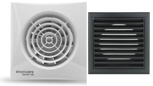 Envirovent SIL100T Timer Bathroom Extractor Fan, Black Grille, 100mm/4