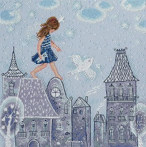 RTO M662 Auf den Dächern leben Märchen Kreuzstichset, Baumwolle, Mehrfarbig, 24x24 cm