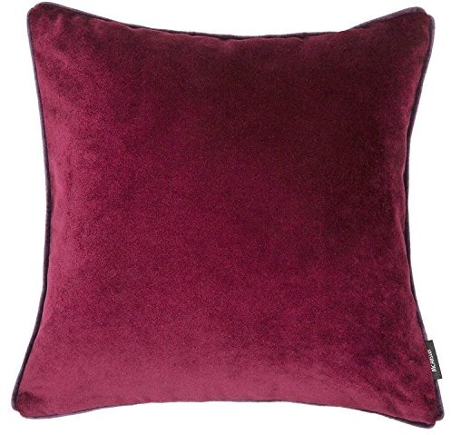 McAlister Textiles Matter Samt | Kissenbezug für Sofakissen in Weinrot | 50 x 50cm | erhältlich in 25 Farben | griffester Samt edel paspeliert | Kissenhülle für Samtkissen