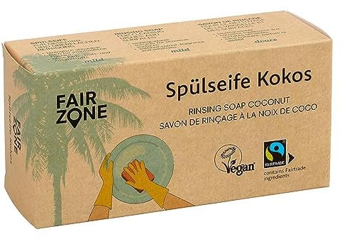 FAIR ZONE Spülseife Kokos 450 Gramm - feste Seife Küche - handgemachte FAIRTRADE Naturseife festes Spülmittel für Geschirr