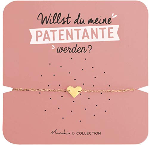 Manahia Armband Patentante Edelstahl - Willst du meine Patentante werden? - Geschenk Patentante Ankündigung - Geburtsanzeige - Taufanzeige - Paten Anfrage - zukünftige Patentante - Herz - Taufe
