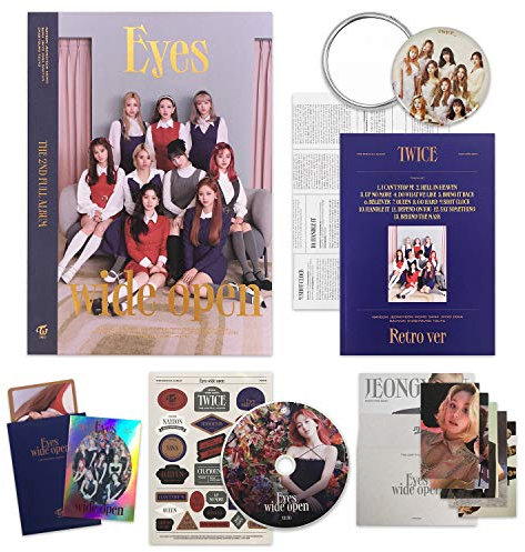 TWICE 2nd Album - EYES WIDE OPEN [ RETRO ver. ] CD + Photobook + Message Card + Lyric Poster + Sticker + Photocards