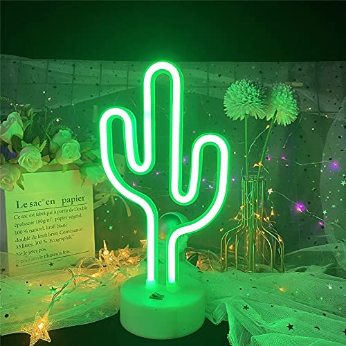 Luce al neon a LED a forma di cactus, con supporto, luce al neon, luce notturna a batteria, alimentata tramite USB, per cameretta dei bambini, feste, matrimoni, Natale