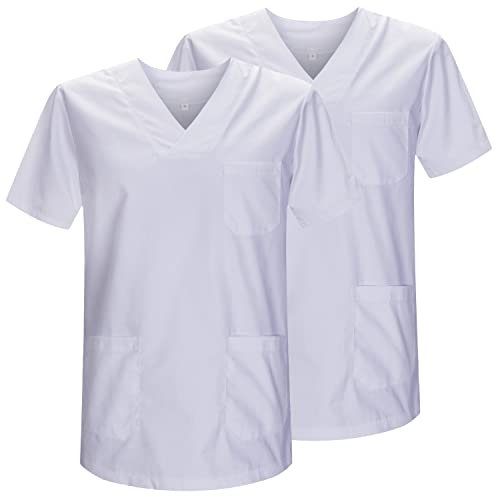 MISEMIYA - Pack 2 Pcs - Casaca Sanitario Unisex Uniformes Sanitarios Uniforme Sanitario Uniforme MEDICOS - Ref.817 * 2 - L, Blanco 21