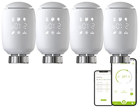 Qiumi Zigbee Smart Thermostat Heizkörperventil, Smart Programmierbarer Thermostat, Temperaturheizung, eTRV, Alexa, Googlehome Sprachsteuerung, Steckertyp ist M30 x 1,5