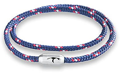 Paris Montana Schmales Dünnes Filigranes Original Sylt Segeltau Wickelarmband Unisex Geflochten Gravur Handmade Hochwertiger Magnetverschluss Durchmesser Ø 4mm (Fargo, 44)