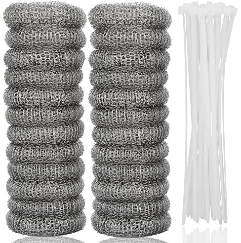 24 PCS Lint Traps Febwind Lint Catcher for Washing Machine Stainless Steel Washing Machine Lint Snare Trap Washer Hose Lint Traps Laundry Mesh Washer Filter with 24 PCS Cable Ties