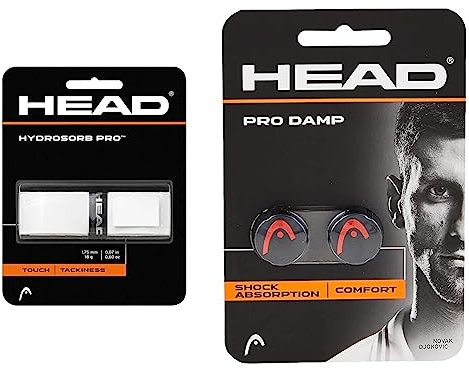 HEAD Unisex Hydrosorb™ Pro Griffband, Weiß, Einheitsgröße EU & Unisex-Erwachsene Pro Damp Tennis Dämpfer, Black, Einheitsgröße