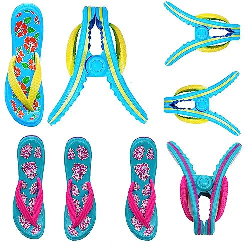 TRIXES Lot de 8 Pinces à Linge Fantaisie pour Serviette de Plage - Clips de Voyage sécurisés pour Chaise Longue, Utilisation en intérieur et en extérieur - Clip Jumbo pour la Plage