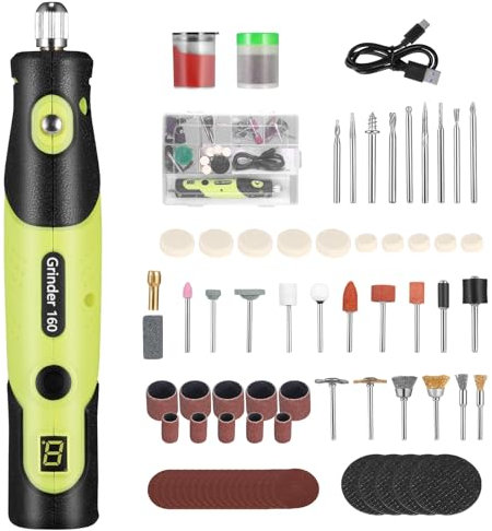 Mini Amoladora Bateria - 4V 20W Herramienta Rotativa Eléctrica Inalámbrica mit 100 Accesorios, 5 Velocidades (5000-18000 RPM), Recargable USB - para Grabar, Cortar, Taladrar, Pulir, Limpiar, Bricolaje