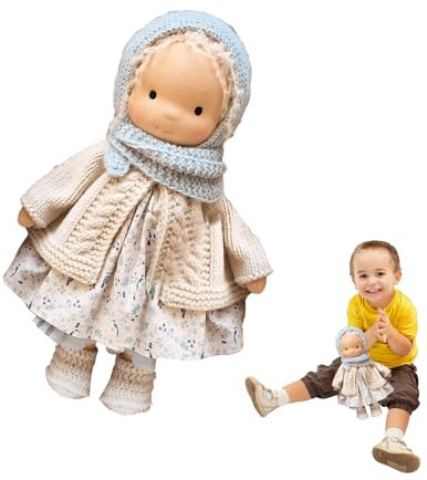 JINGAN Handgefertigte Puppen Für Mädchen | Handgefertigte Waldorfpuppe | Süße Gestrickte Puppe | Handmade Waldorfdoll | Weiche Puppe Handgemachte Stoffpuppe | Handgefertigte Plüschpuppe