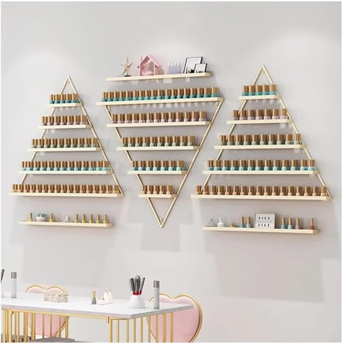 LXSEHN Étagère Murale Vernis À Ongles, 6 Pièces Rangement Vernis A Ongle en Métal, Triangulaire Organisateur Flottantes Triangulaires Simples, Support Combiné cosmétiques pour Salon De Manucure