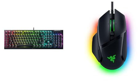 Razer BlackWidow V4 X - Clavier Gaming mécanique Chroma RGB AZERTY-Layout | Noir & Basilisk V3 - Souris Gaming Filaire Noir