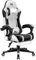 Precision Synergie Gaming Chair, Ergonomic Computer Chair with Footrest, Height Adjustable Office Chair for Adults with 360° Swivel Headrest and Lumbar Support for Gaming or Office, White & Black