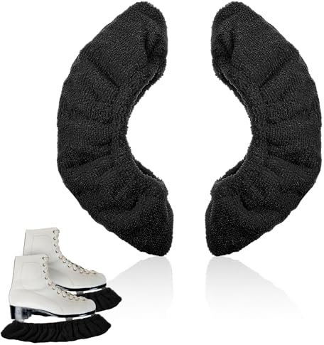 Prasacco 2 Stück/1 Paar Kufenschoner für Schlittschuhe, Elastische Schlittschuhe Kufenschoner 25x8,5 cm Faser Schutzhülle für Damen Herren Hockeyschlittschuhe und Eiskunstlaufschuhe (Schwarz, Größe L)