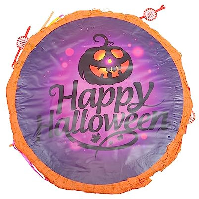 GARVALON Piinata Halloween Herbstdekorationen Pinata-spielzeug Outdoor-spielzeug Für Kinder Fröhliches Halloween Kürbis Fallen Gruselige Herunterziehende Piñata Kürbis-piñata Violett Papier
